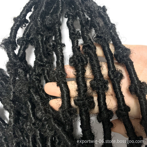 14 inch 24 inch Distressed New Butterfly Locs Crochet Hair Bob Faux Locs Synthetic Crochet Braids Hair Black  Soft Gypsy Locs